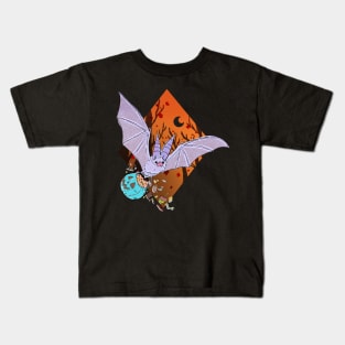 Purple Bat with Halloween Candy Kids T-Shirt